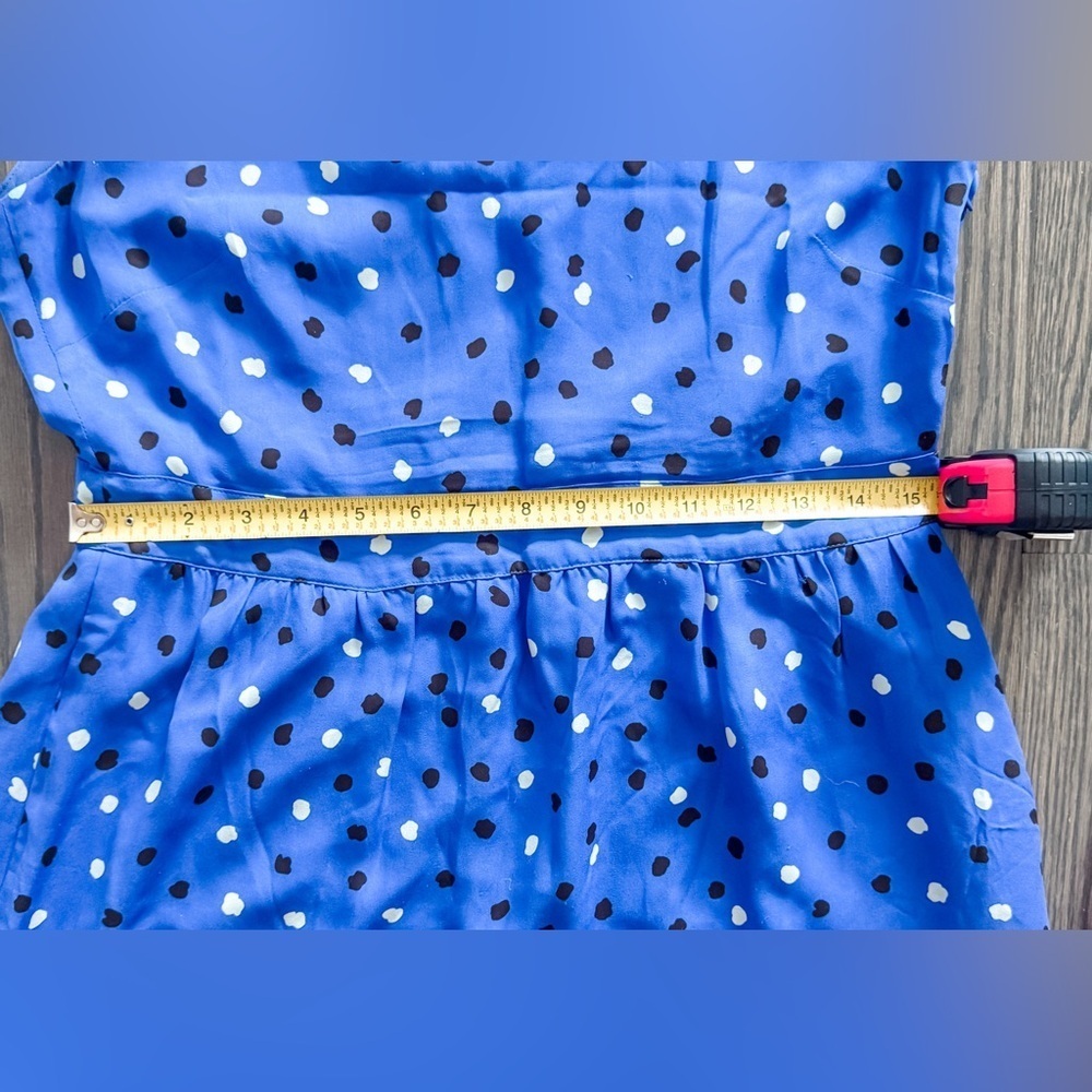 J. Crew 100% Silk Blue Above-the-knee Dress with Abstract Dot Polka Dot pattern - Picture 7 of 8